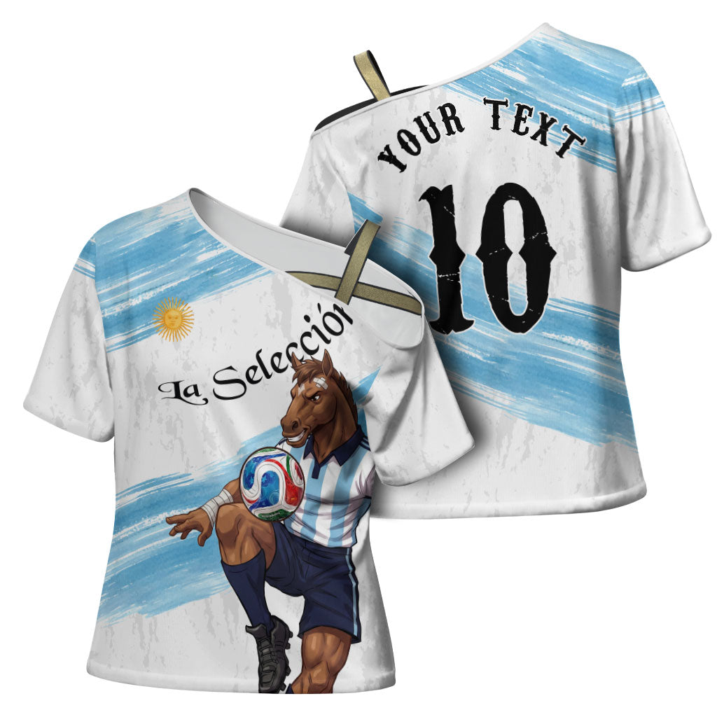 Personalized Argentina Football Cross Shoulder Shirt La Seleccion Horse - Sun Of May