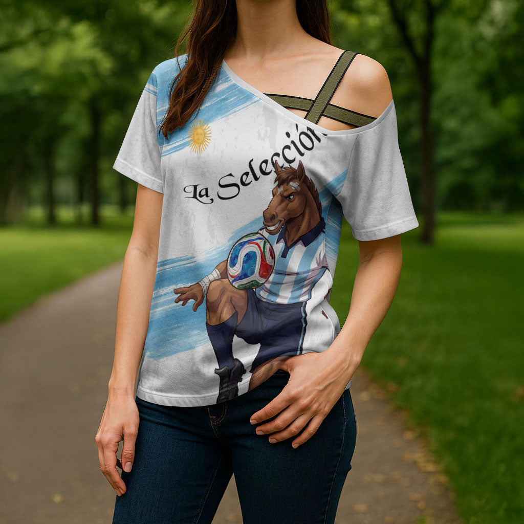 Personalized Argentina Football Cross Shoulder Shirt La Seleccion Horse - Sun Of May