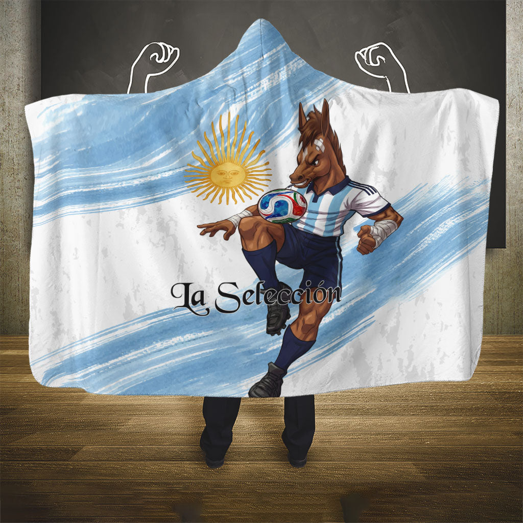 Argentina Football Hooded Blanket La Seleccion Horse - Sun Of May