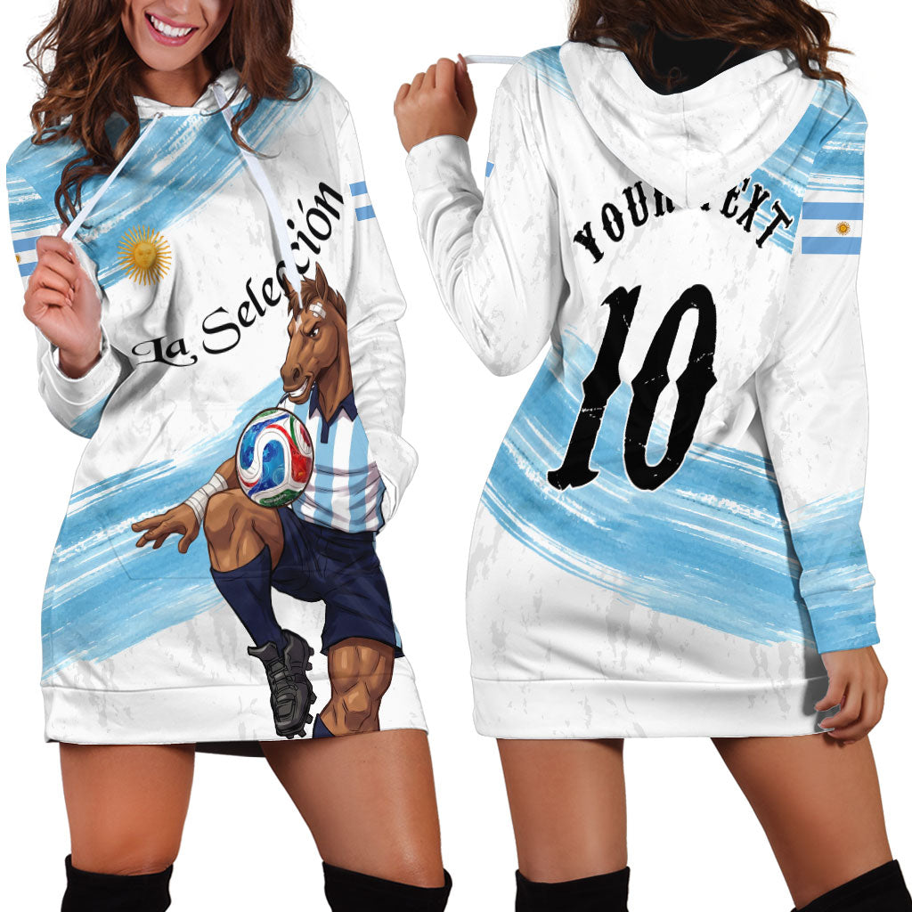 Personalized Argentina Football Hoodie Dress La Seleccion Horse - Sun Of May
