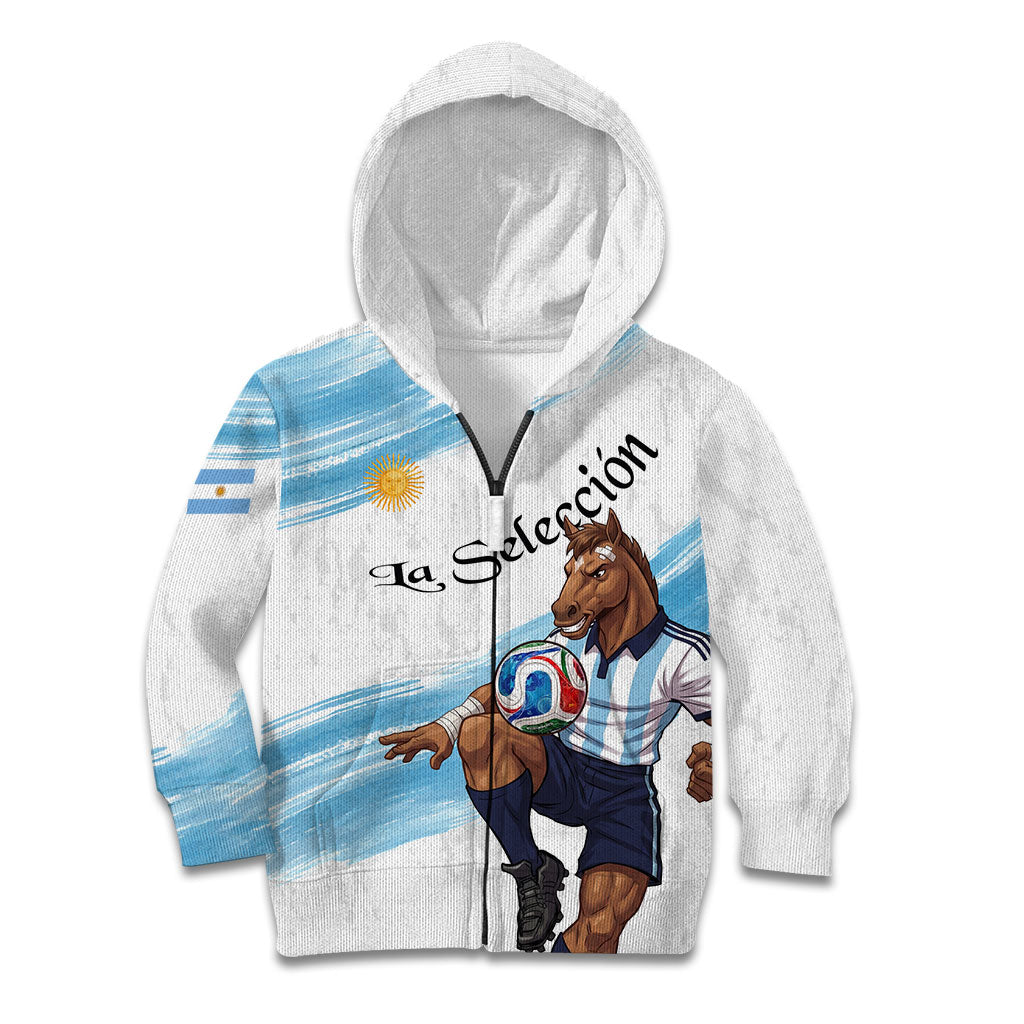 Personalized Argentina Football Kid Hoodie La Seleccion Horse - Sun Of May