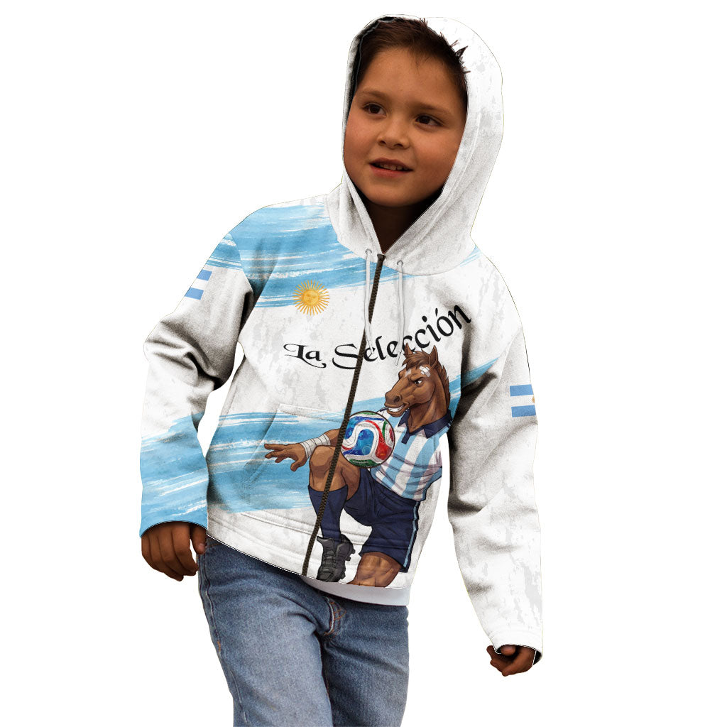Personalized Argentina Football Kid Hoodie La Seleccion Horse - Sun Of May