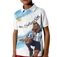 Personalized Argentina Football Kid Polo Shirt La Seleccion Horse - Sun Of May