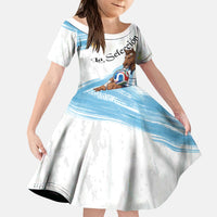 Personalized Argentina Football Kid Short Sleeve Dress La Seleccion Horse - Sun Of May