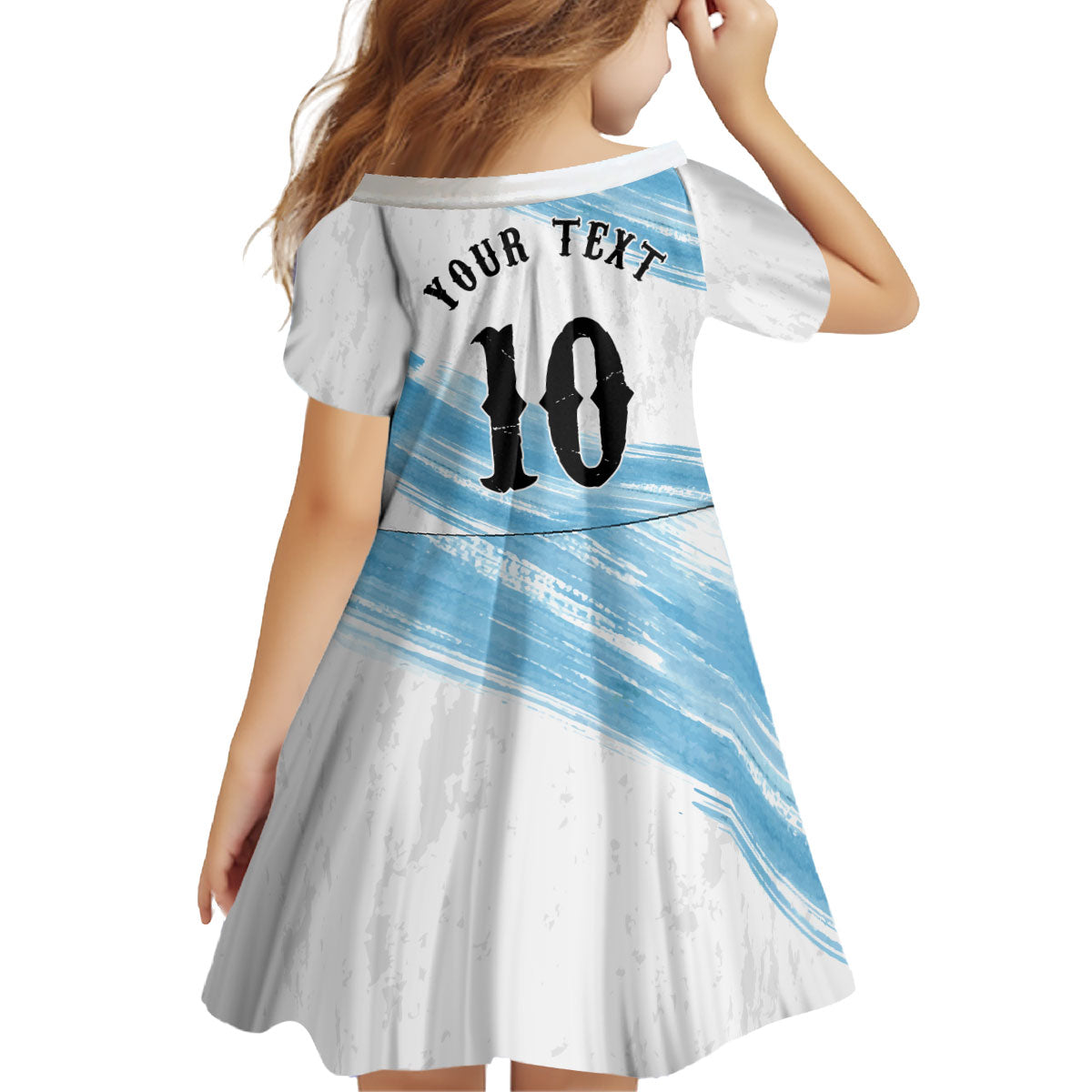 Personalized Argentina Football Kid Short Sleeve Dress La Seleccion Horse - Sun Of May