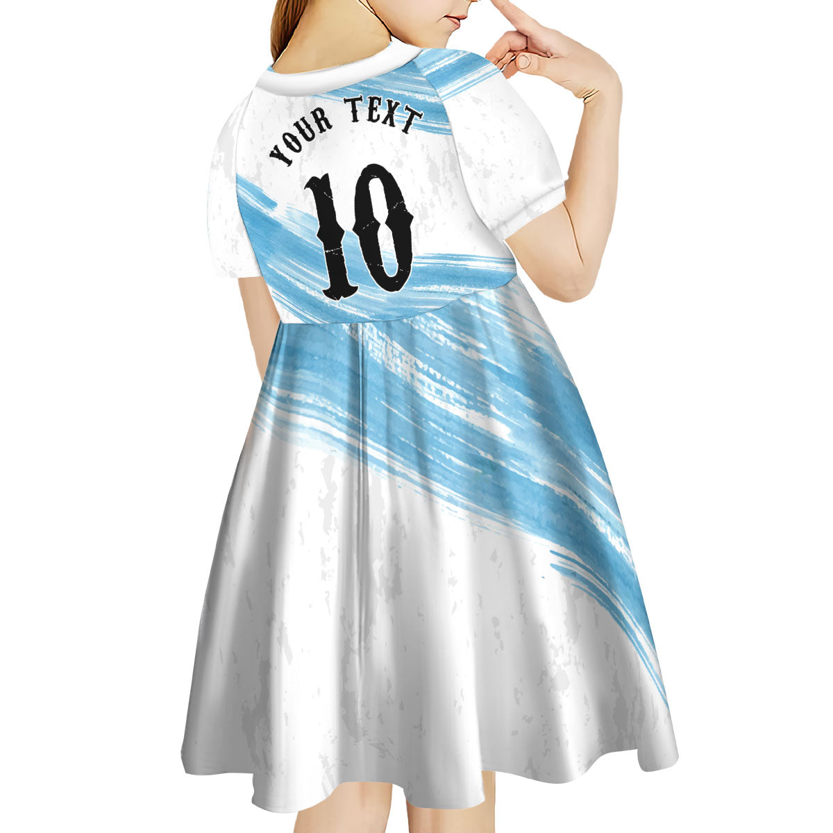 Personalized Argentina Football Kid Short Sleeve Dress La Seleccion Horse - Sun Of May
