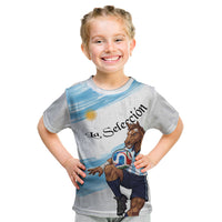 Personalized Argentina Football Kid T Shirt La Seleccion Horse - Sun Of May