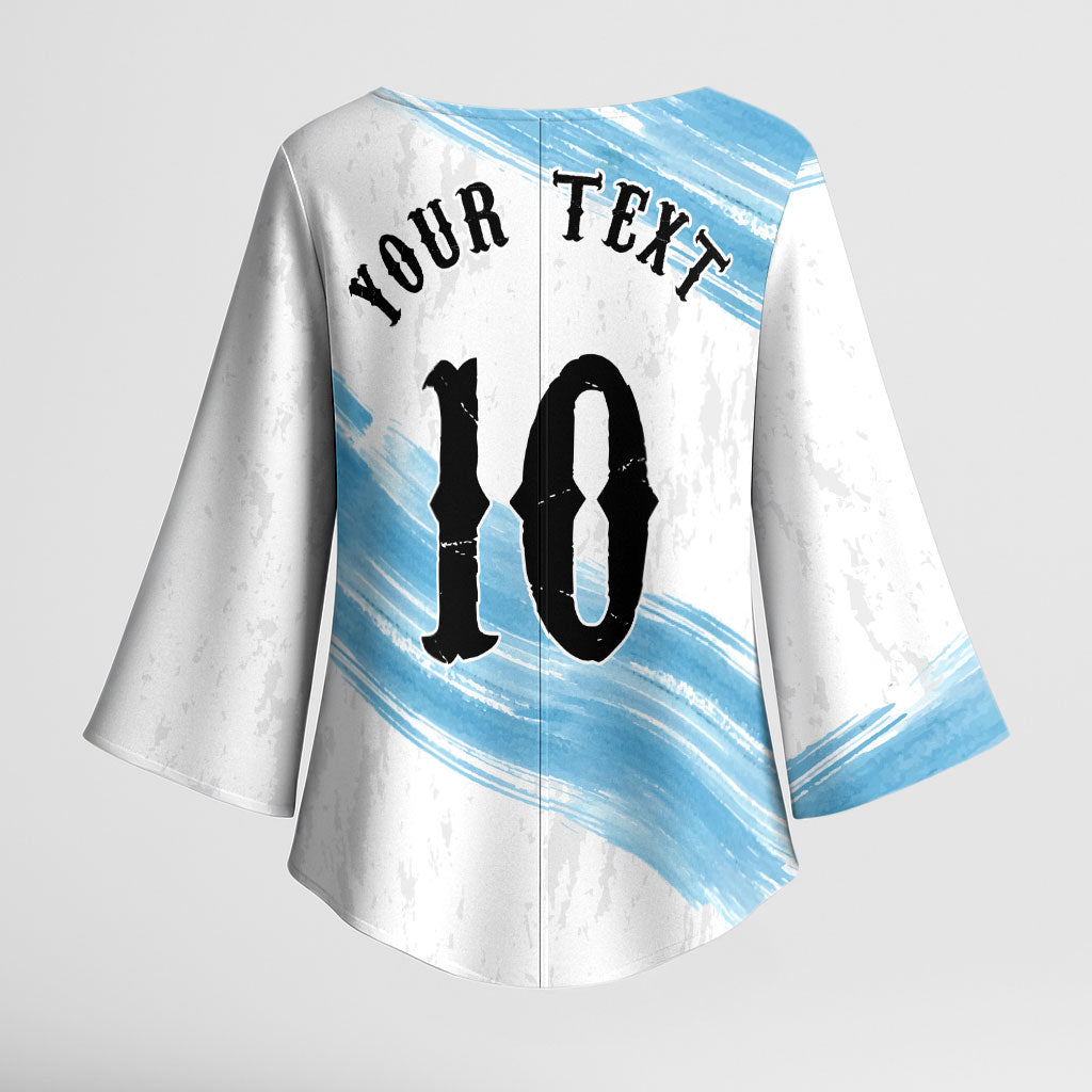 Personalized Argentina Football Kimono Sleeve Blouse La Seleccion Horse - Sun Of May