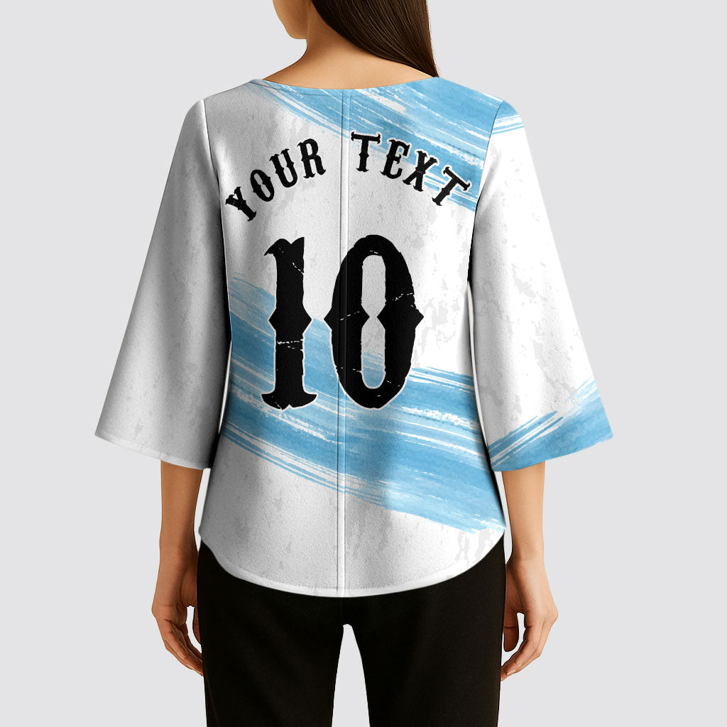 Personalized Argentina Football Kimono Sleeve Blouse La Seleccion Horse - Sun Of May