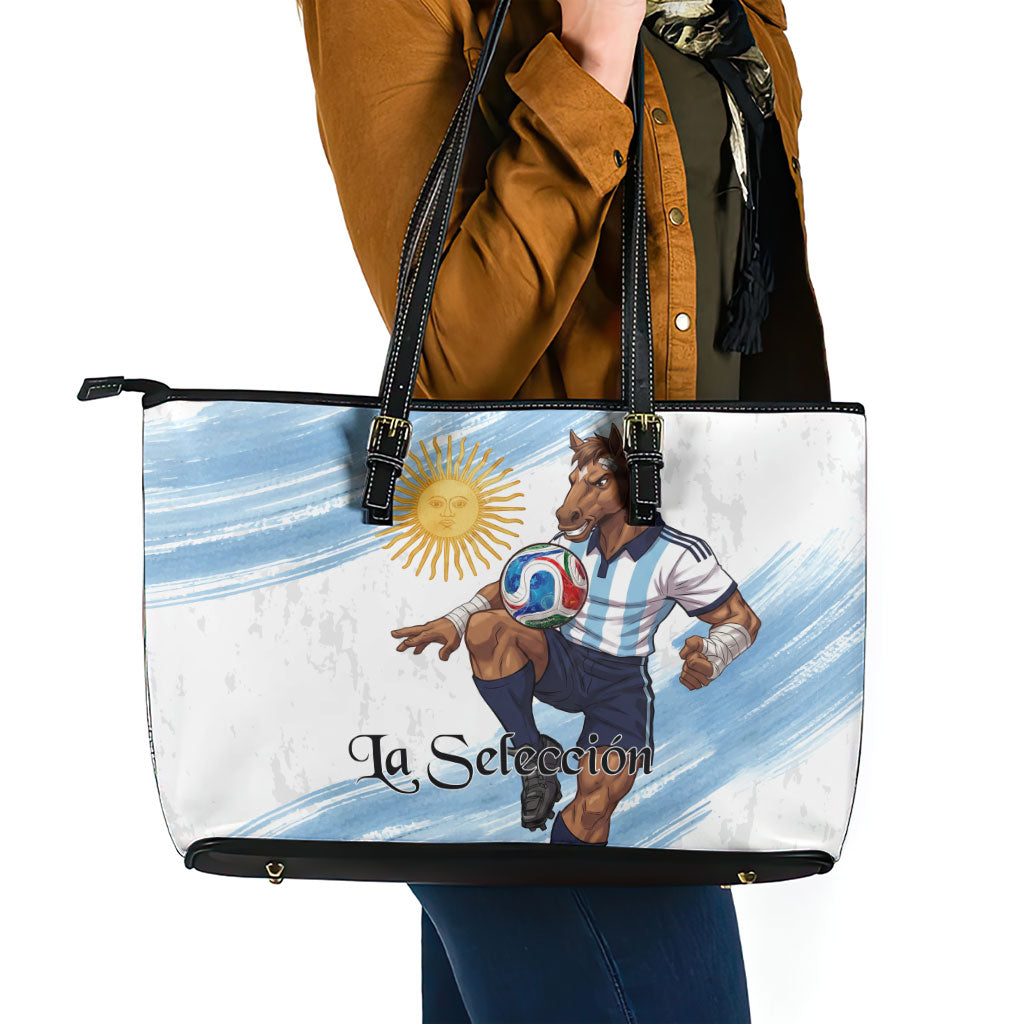 Argentina Football Leather Tote Bag La Seleccion Horse - Sun Of May