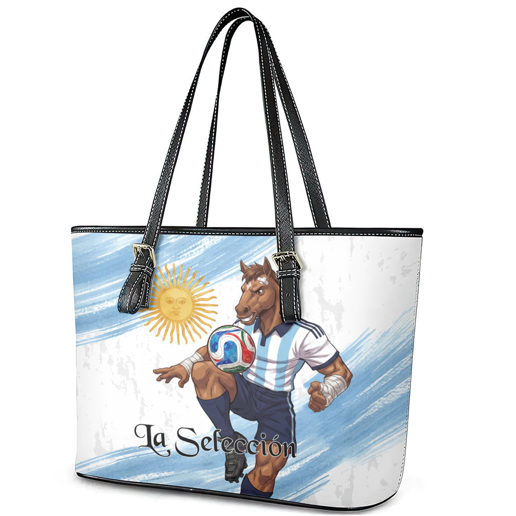 Argentina Football Leather Tote Bag La Seleccion Horse - Sun Of May