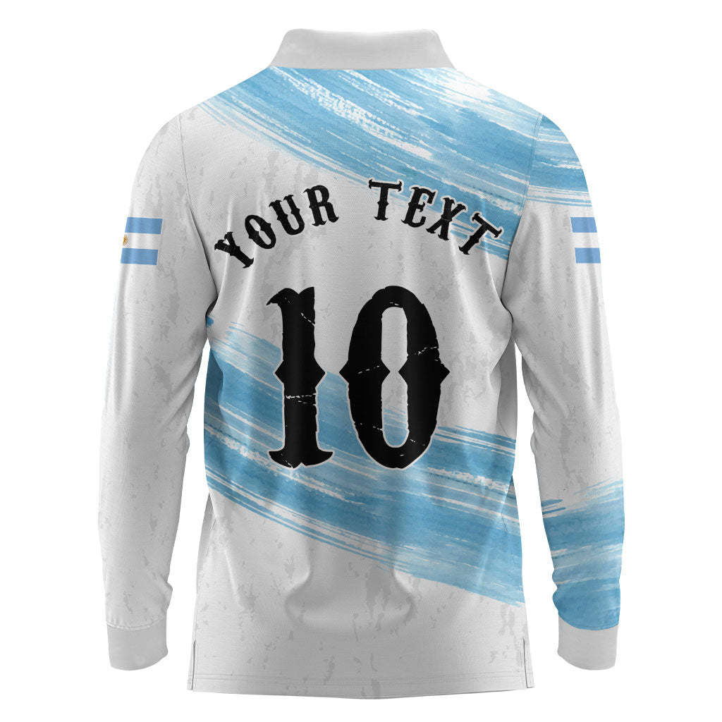 Personalized Argentina Football Long Sleeve Polo Shirt La Seleccion Horse - Sun Of May