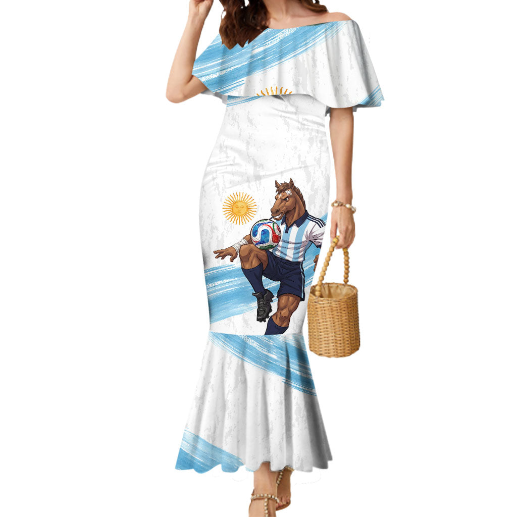 Personalized Argentina Football Mermaid Dress La Seleccion Horse - Sun Of May