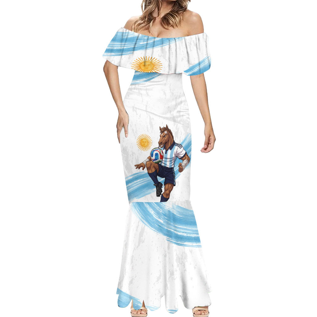 Personalized Argentina Football Mermaid Dress La Seleccion Horse - Sun Of May