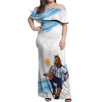 Personalized Argentina Football Off Shoulder Maxi Dress La Seleccion Horse - Sun Of May