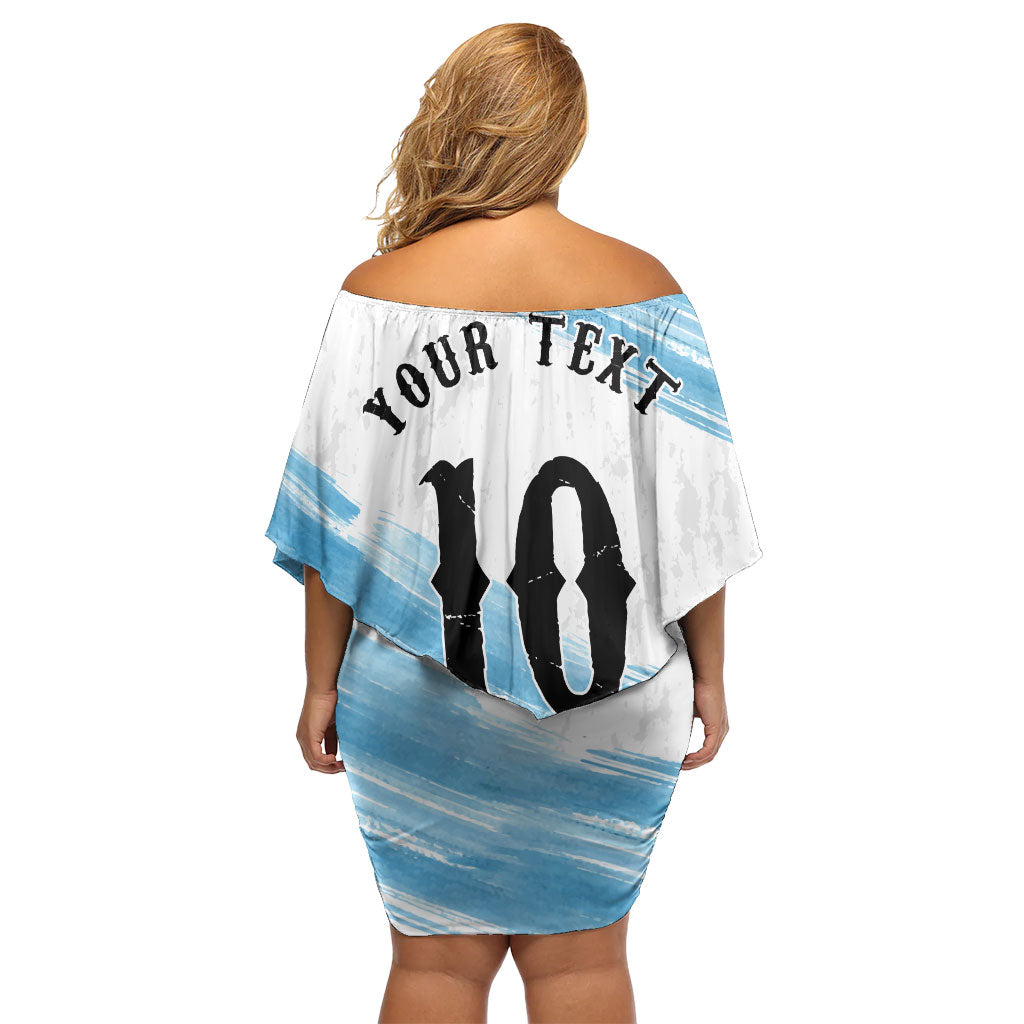 Personalized Argentina Football Off Shoulder Short Dress La Seleccion Horse - Sun Of May