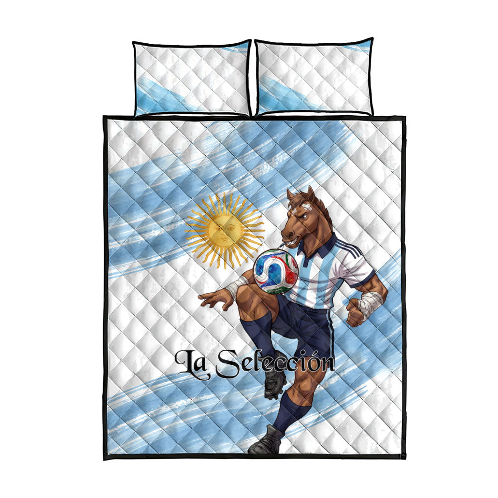 Argentina Football Quilt Bed Set La Seleccion Horse - Sun Of May