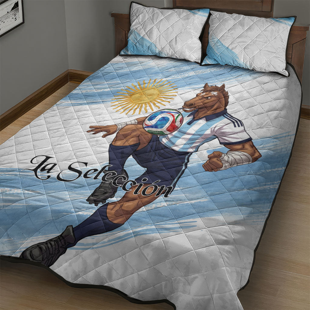 Argentina Football Quilt Bed Set La Seleccion Horse - Sun Of May