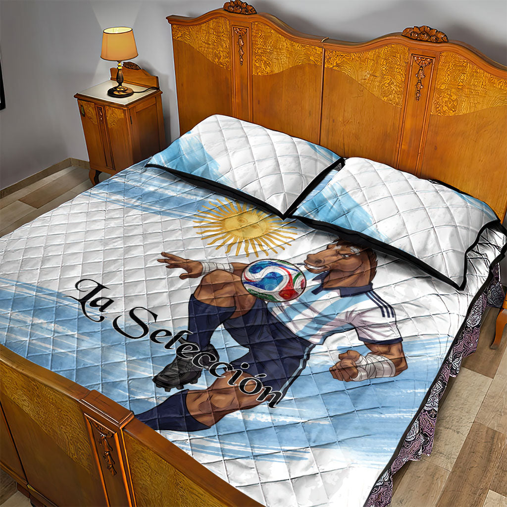 Argentina Football Quilt Bed Set La Seleccion Horse - Sun Of May