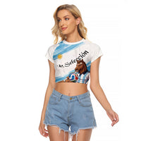 Personalized Argentina Football Raglan Cropped T Shirt La Seleccion Horse - Sun Of May