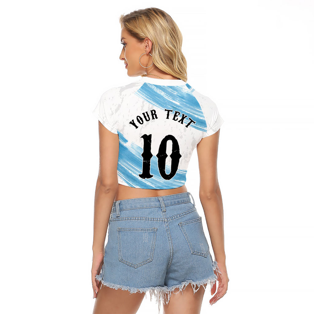 Personalized Argentina Football Raglan Cropped T Shirt La Seleccion Horse - Sun Of May