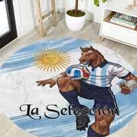 Argentina Football Round Carpet La Seleccion Horse - Sun Of May