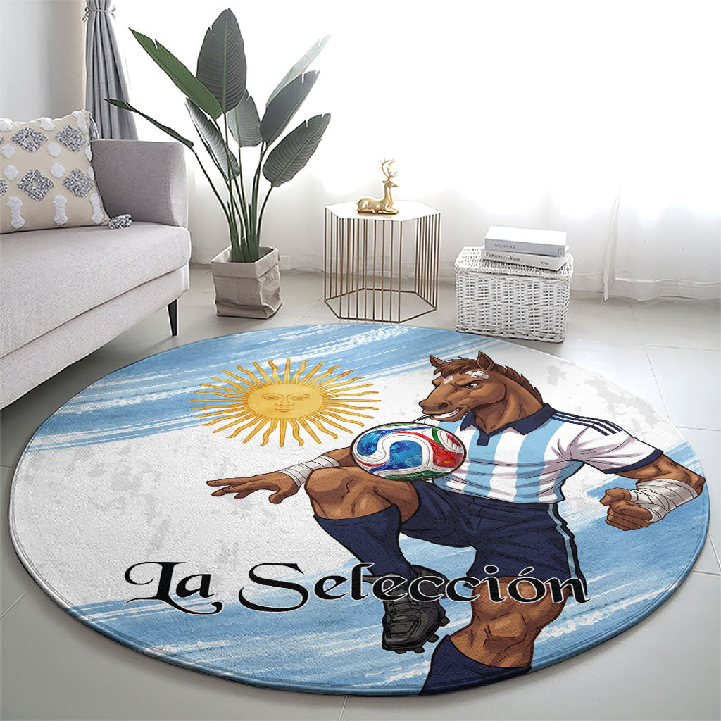 Argentina Football Round Carpet La Seleccion Horse - Sun Of May