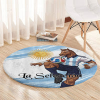 Argentina Football Round Carpet La Seleccion Horse - Sun Of May