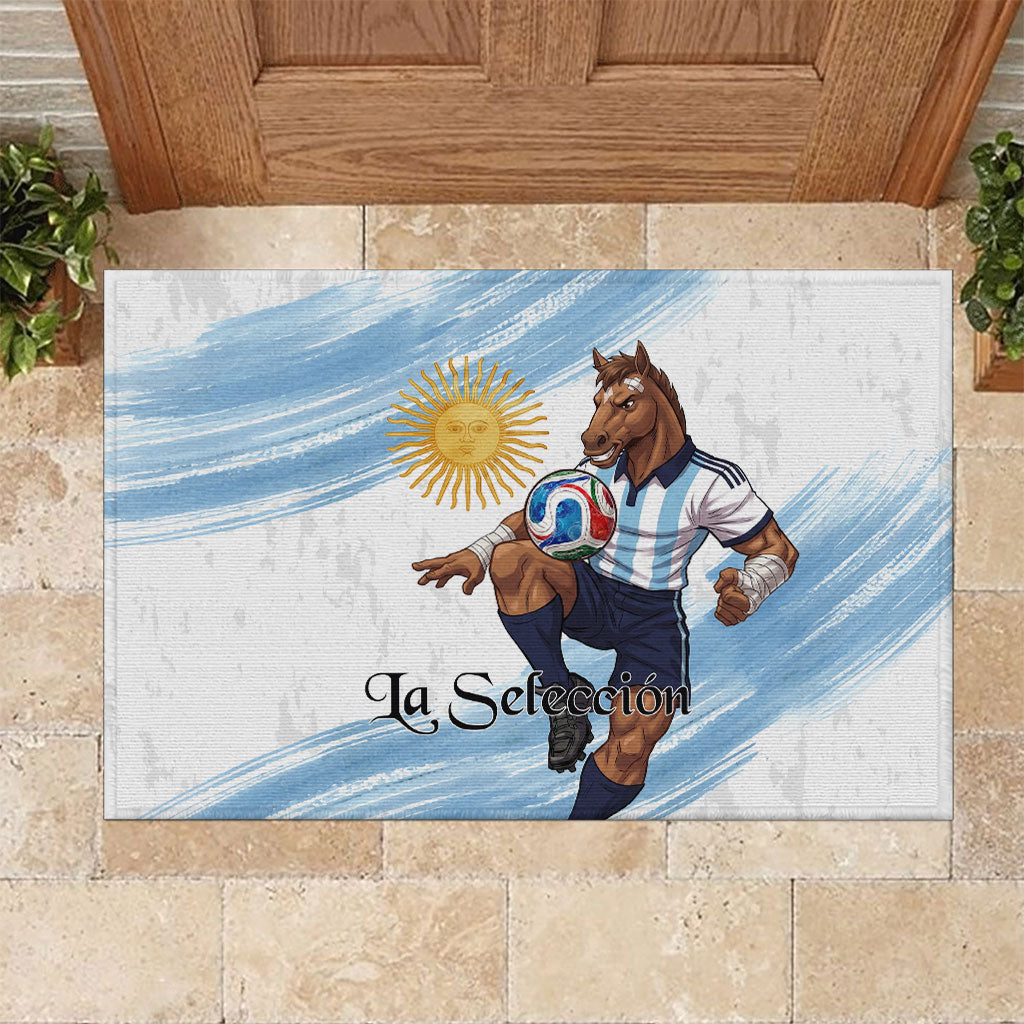 Argentina Football Rubber Doormat La Seleccion Horse - Sun Of May