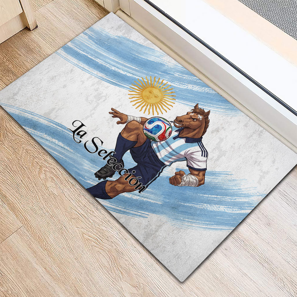 Argentina Football Rubber Doormat La Seleccion Horse - Sun Of May