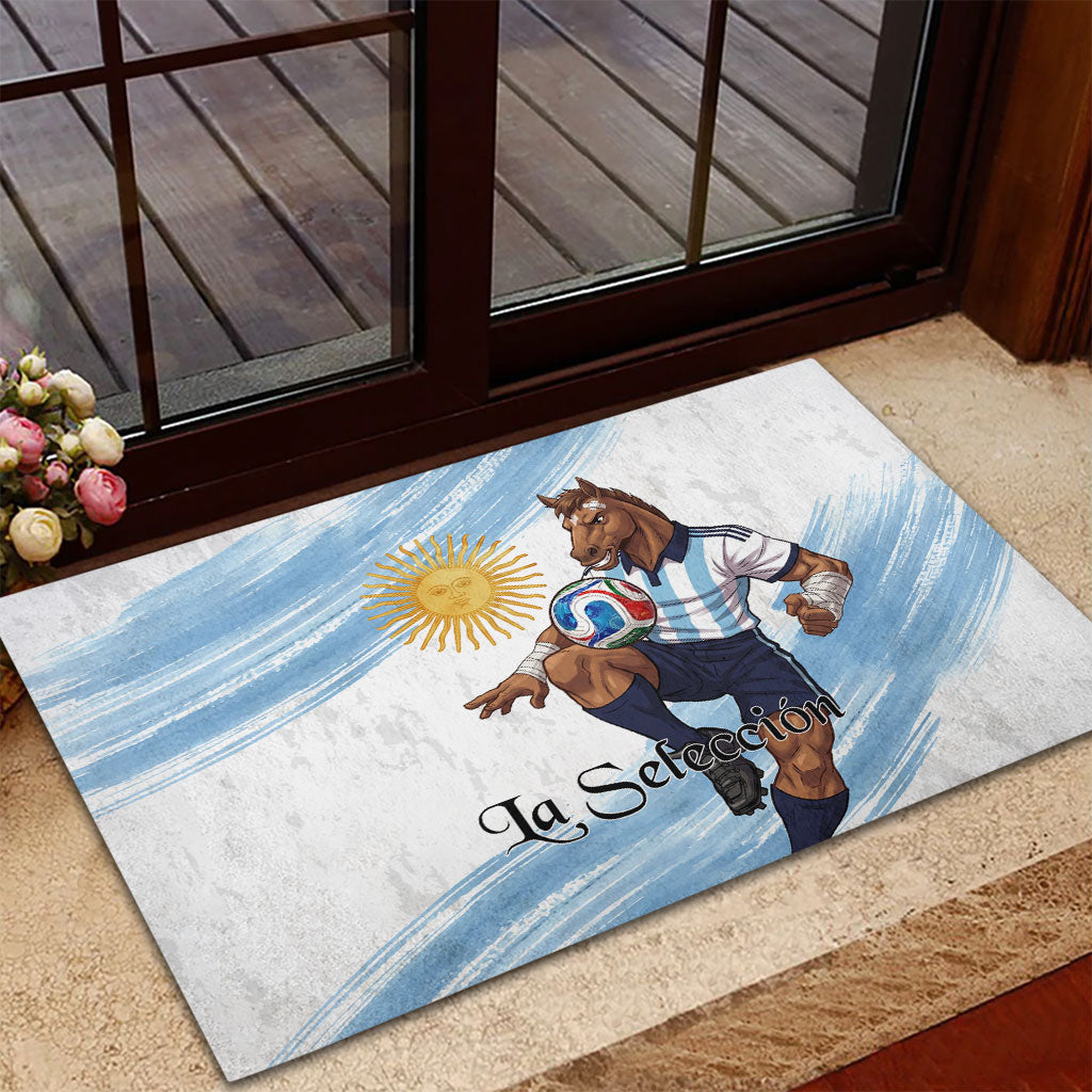 Argentina Football Rubber Doormat La Seleccion Horse - Sun Of May