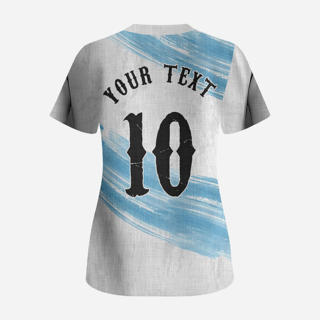 Personalized Argentina Football Scrub Top La Seleccion Horse - Sun Of May
