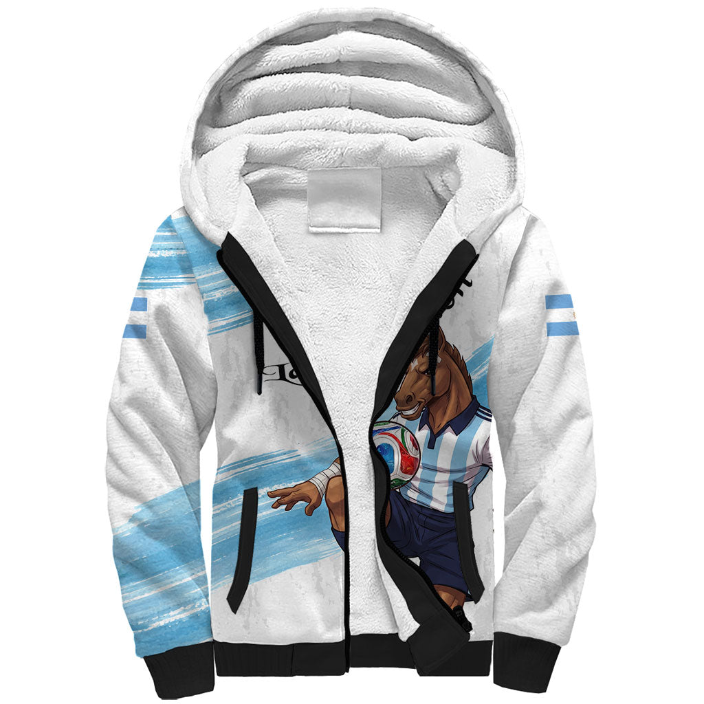 Personalized Argentina Football Sherpa Hoodie La Seleccion Horse - Sun Of May