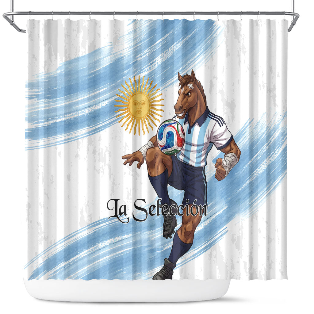 Argentina Football Shower Curtain La Seleccion Horse - Sun Of May