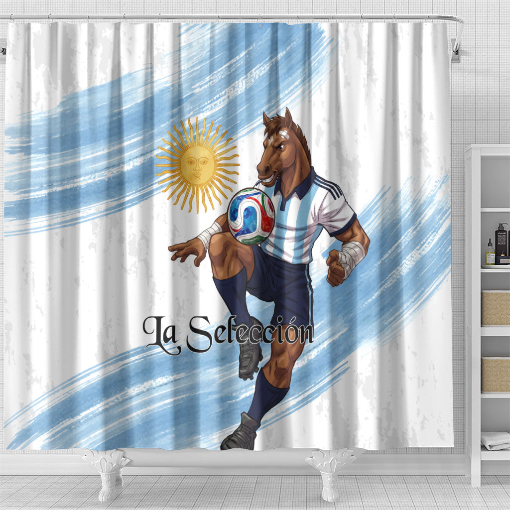 Argentina Football Shower Curtain La Seleccion Horse - Sun Of May