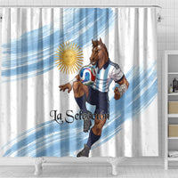 Argentina Football Shower Curtain La Seleccion Horse - Sun Of May