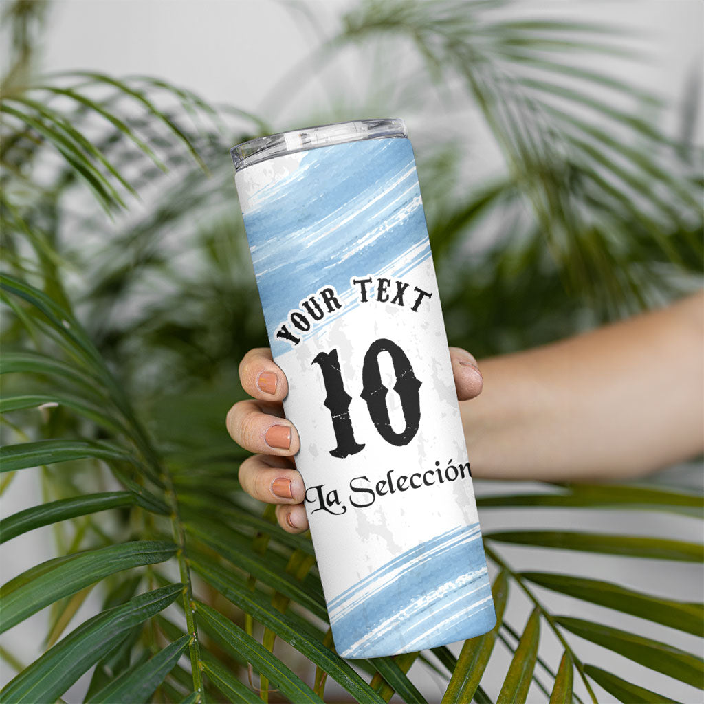 Personalized Argentina Football Skinny Tumbler La Seleccion Horse - Sun Of May