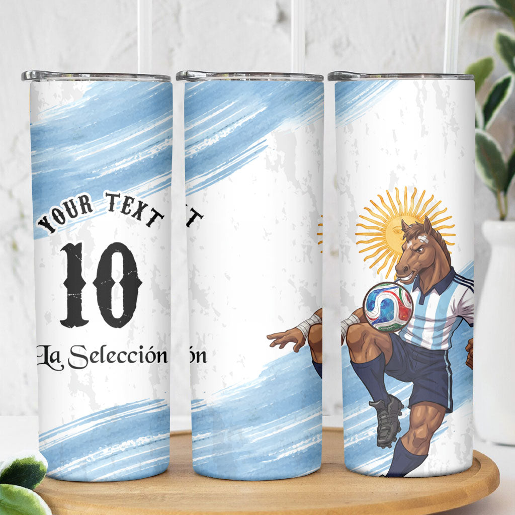 Personalized Argentina Football Skinny Tumbler La Seleccion Horse - Sun Of May