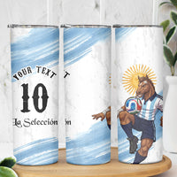 Personalized Argentina Football Skinny Tumbler La Seleccion Horse - Sun Of May