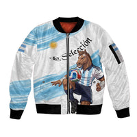 Personalized Argentina Football Sleeve Zip Bomber Jacket La Seleccion Horse - Sun Of May