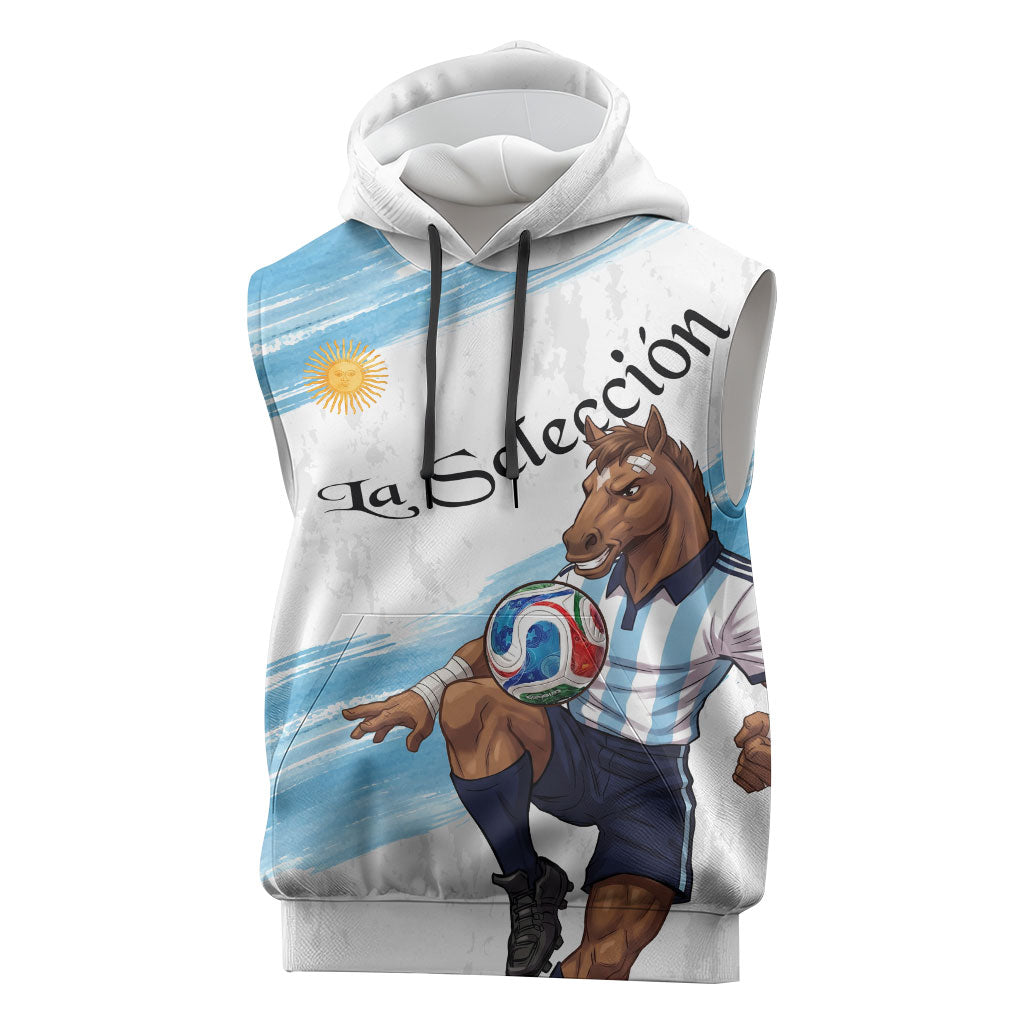 Personalized Argentina Football Sleeveless Hoodie La Seleccion Horse - Sun Of May