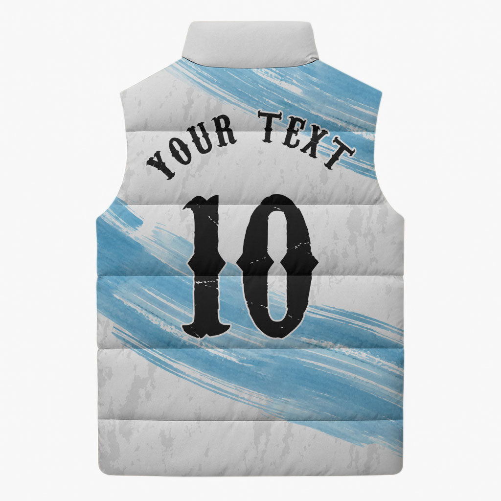 Personalized Argentina Football Sleeveless Puffer Jacket La Seleccion Horse - Sun Of May