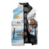 Personalized Argentina Football Sleeveless Puffer Jacket La Seleccion Horse - Sun Of May