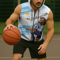 Personalized Argentina Football Sleeveless Zip Hoodie La Seleccion Horse - Sun Of May