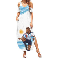Personalized Argentina Football Summer Maxi Dress La Seleccion Horse - Sun Of May