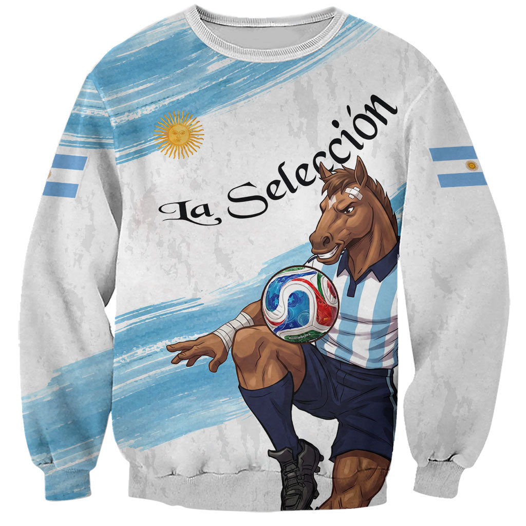 Personalized Argentina Football Sweatshirt La Seleccion Horse - Sun Of May