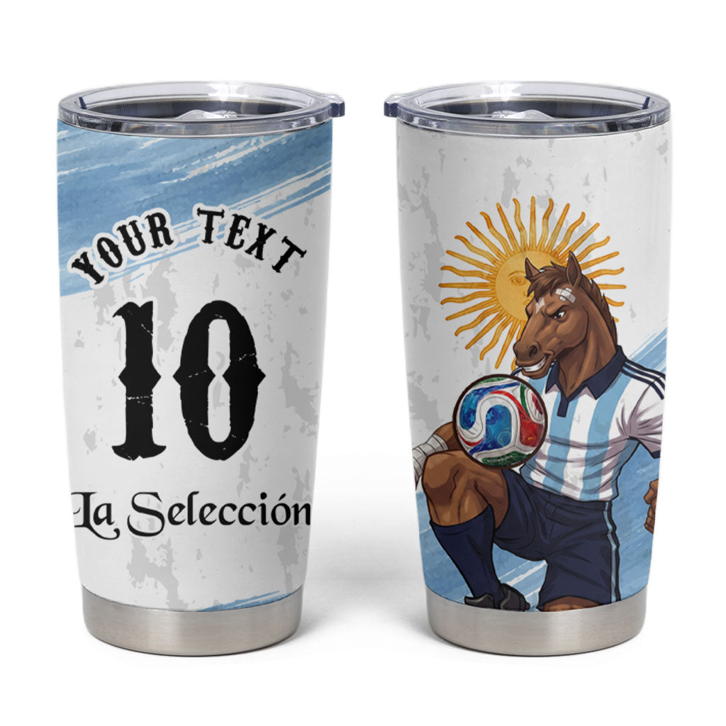 Personalized Argentina Football Tumbler Cup La Seleccion Horse - Sun Of May