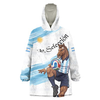 Personalized Argentina Football Wearable Blanket Hoodie La Seleccion Horse - Sun Of May