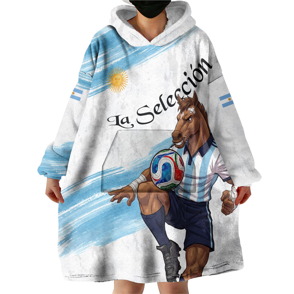 Personalized Argentina Football Wearable Blanket Hoodie La Seleccion Horse - Sun Of May