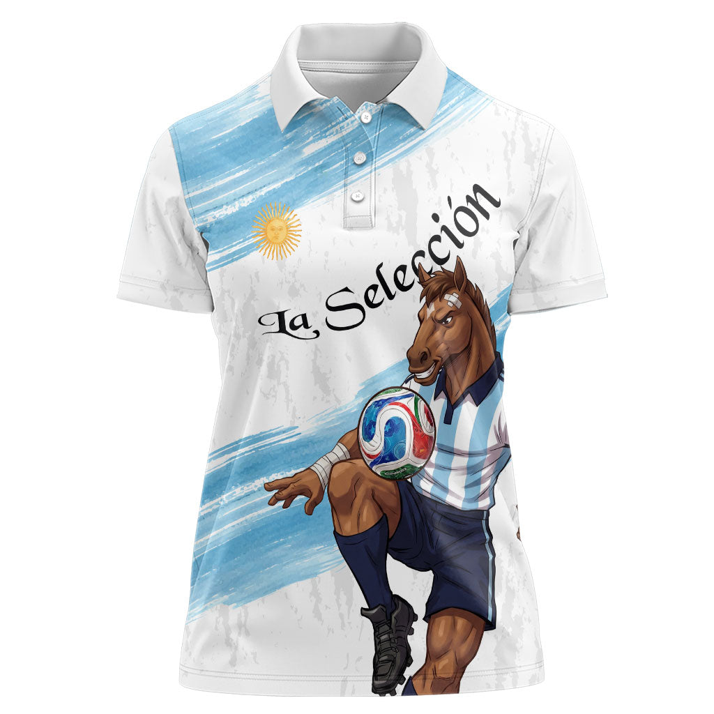 Personalized Argentina Football Women Polo Shirt La Seleccion Horse - Sun Of May